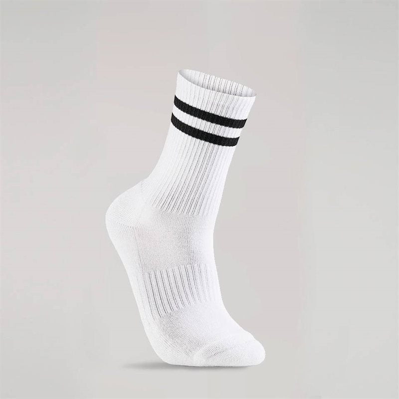 Bambusa Sportstrumpor av bambu, vita med svarta ränder, 3-pack